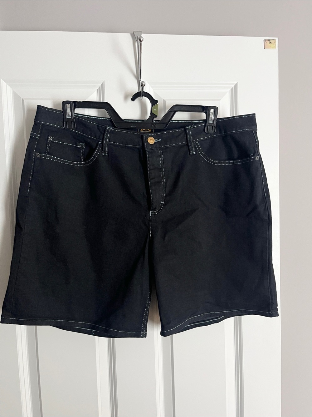 Lee Black Jean Shorts with Contrast Stitching